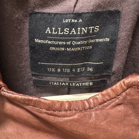All Saints Dark Brown Leather Jacket - Picture 5 of 6